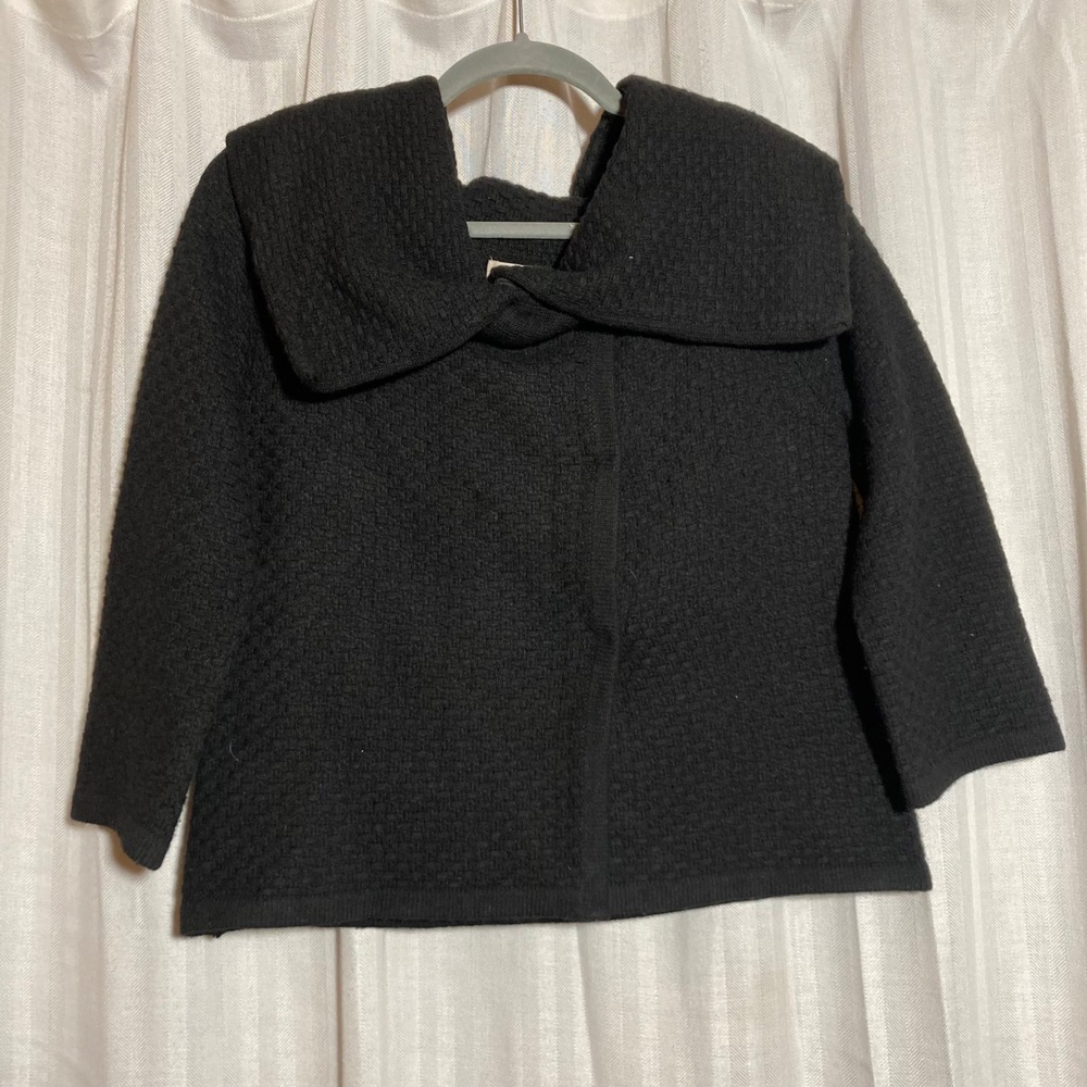 Banana‎ Republic Merino Cashmere Blend Basketweave Sweater Jacket Black Medium